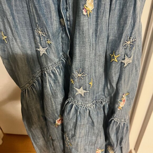 KYLA SEO Embroidered Tencel Denim Tiered Dress Size Large - Picture 4 of 10